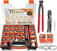 560PCS 22-Sizes Stepless Single Ear Hose Clamp Kit with Pliers & Cutter, 5.3-36. picture