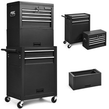 6-Drawer Rolling Tool Chest Storage Cabinet Toolbox Combo Locking W/ Riser Black picture