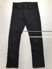 UNIQLO Selvedge Jeans Men 31x32 Black Slim Straight Mid Rise Stretch picture