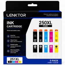 PGI-250XL 1PGBK CLI-251XL 4PK 1BK 1C 1M 1Y Ink Fit MG5500 MG5622 MG6620 MG7150 picture