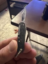 Vintage EKA Falcon USA Folding Pocket Knife Engraved Metal Handle Used picture