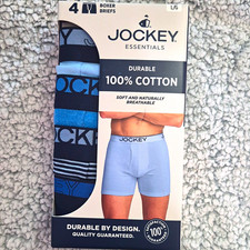 Jockey Essentials Men's Cotton Boxer Briefs 4-Pack L Breathable picture