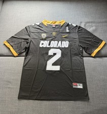 Shedeur Sanders Colorado Buffaloes Black Jersey 2024 FUSE Stitched #2 NWT picture