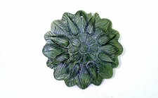 Carved Round Green Dyed Floral Flower Carving Natural Shell Focal Pendant Bead picture