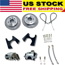 For 1963-72 Chevy C10 Rear Disc Brake Conversion Kit Silver E-Brake Calipers 5x5 picture