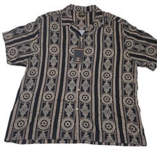 Casa Moda Couture Big & Tall Mens Size 3X Black/Gold Woven Camp Shirt picture