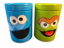 Vintage 2015 Sesame Street Tin Coin Bank Lot - Cookie Monster  Oscar the Grouc picture