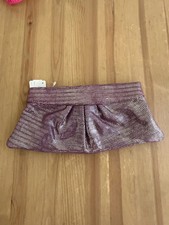 Lauren Merkin Purple Metallic Embossed Leather Pleated Clutch NWT picture