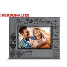 Personalize-Our 3 years anniversary Leather Gift -Engraved Leather Picture Frame picture