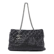 CHANEL CC SHW Paris Moscow Tote Shoulder Bag Lambskin Leather Black picture