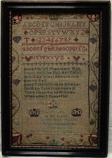 SMALL LATE 18TH CENTURY VERSE & ALPHABET SAMPLER BY MARY **SON AGED 11 - 1886 picture
