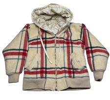 Vintage Bogner Reversible Puffer Jacket Plaid Wool Ivory Hooded Ski Bomber picture