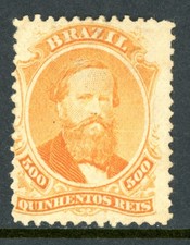 Brazil 1866 Dom Pedro 500R Orange Scott #60 Mint W687 picture