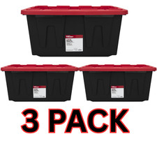 Hyper Tough 27 Gallon Snap Lid Plastic Storage Bin Container Pack of 3 picture