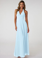 Azazie Tessie - A-Line V-Neck Pleated Chiffon Dress picture