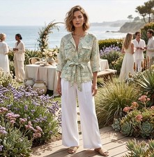 Lark Lane Blouse 18 Floral Boho Coastal Grandmother Old Money picture