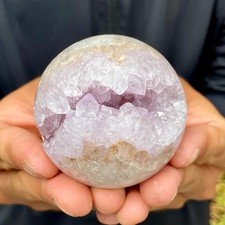 260G Natural Agate Open Smile Sphere Amethyst Geode Healing Wealth Crystal Dec picture