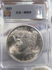 Beautiful Gem 1922-P Peace Silver Dollar, MS65 ICG (VIDEO) [001365] picture