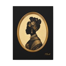 1800s Antique Silhouette Inspired African American Woman Giclée Canvas 12 x 16 picture