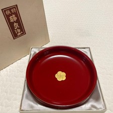 Wajima Nuri Round Tray 18cm Unused Lacquerware Japanese Traditional Beechwood picture