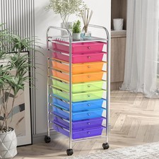 Storage Cart, Rolling Utility Cart with 10 Drawers, Portable Handles & Lockable picture