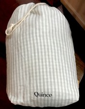 Quince Striped Duvet Cover w/ Drawstring Bag, King/California King, White/Gray picture