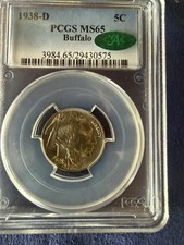 1938D Buffalo Nickel Ms 65 Cac Pcgs Cert🔥🔥🔥🔥⚡️⚡️⚡️ picture