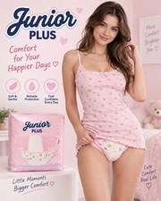 Kiddo Junior Plus Pink Diapers, 10 Pack Plastic Backed 5500ml 2-Tape. Medium picture