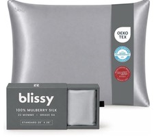Blissy Silk Pillowcase  100% Pure Mulberry Silk - 22 Momme Grade Silver Standard picture