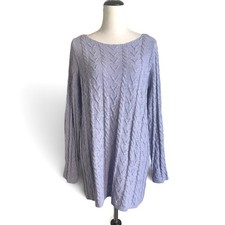 J Jill Chenille Cable Knit Sweater Size Large Lavender Long Tunic Fisherman NEW picture
