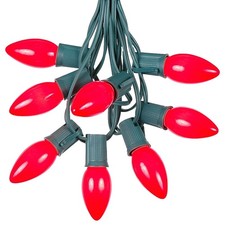 25 Red C9 Lights Ceramic Christmas Holiday String Light Set picture