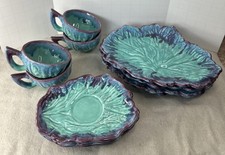 Gorgeous Rare Cabbage/Lettuce Ware Luncheon Set: Plates, Cups, Saucers | Vintage picture