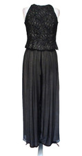 Vintage Carmen Marc Valvo Wide Leg Silk Palazzo Pant Set Lace Top 6 Women picture