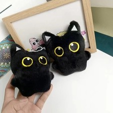 2PCS Cute Black Cat Plush Keychain - Soft Stuffed Bag Charm Doll  for Car Keys picture