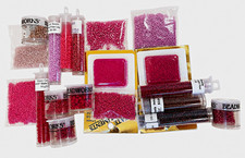Miyuki Delica & TOHO Japanese Seed Bead Destash Lot – red and pink. Diff sizes  picture