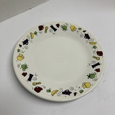 VTG RARE Fiesta Fiestaware ICON Pattern 10.5 in White Platter Dinner Plate USA picture