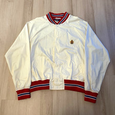 Polo Ralph Lauren Men's White Snap-Front Bomber Jacket XL Crest Logo picture