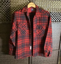 Vintage Pendleton Sz Large Red Tartan Plaid Flannel Virgin Wool picture