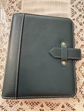 Franklin covey Vintage Aurora Full Grain Italian Leather Compact Blue Mirage picture