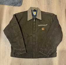 Vintage Carhartt J97 Detroit Jacket Brown Faded Medium M Blanket Lined Workwear picture
