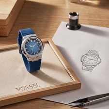 VORSEL Men's Luminous Date Watch Blue Striped Dial Rubber Strap Business Casual picture