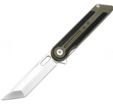 Dreamtech D3863GGR D2 Tanto OD Green & Black G10 Handle Linerlock Folding Knife picture