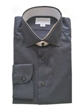 Charles Tyrwhitt Non-Iron Stretch Texture Slim Fit Dress Shirt Charcoal Grey 16/ picture