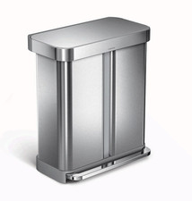 Simplehuman Dual Compartment Step Can Liner Pocket 58L Brushed Stainless Steel picture