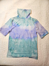 ZARA Women’s Tie-Dye Turtleneck 3/4 Sleeve Knit Pullover Top Size M Blue picture