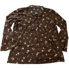 Whimsigoth Boho Fairy Sheer Top Womens L No Sz Tag Chocolate Brown Flare Sleeve picture