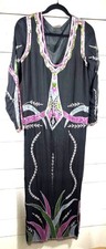 Vintage Asha Hand-Embroidered Black Silk Dress With Multicolor Sequin Accents & picture