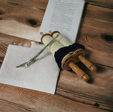 Beautiful Sefer Torah Scroll Hebrew Jewish Holy Bible 32 CM + Pointer (YAD) picture
