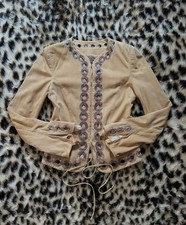 ROBerto CAVALLI Vintage Y2K Leather Suede Embellished Jacket IT Archival picture