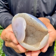 200G  Premium Natural Agate Geode Egg Polished Gemstone Egg Healing M picture
